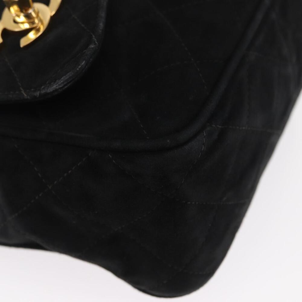 CHANEL Matelasse Fringe Chain Shoulder Bag Suede Black gold CC Auth BA8656 - Picture 9 of 16